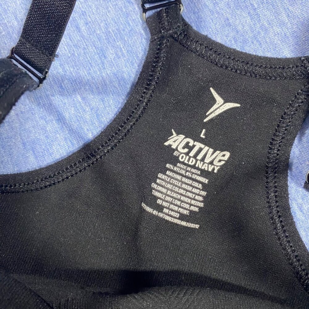 Old Navy Active Black Sports Bra L Adjustable Straps Racerback - Picture 3 of 3